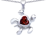 Original Star K™ Large 10mm Heart Shape Simulated Garnet Sea Turtle Pendant