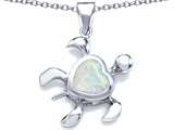 Original Star K™ Large 10mm Heart Shape Created Opal Sea Turtle Pendant
