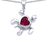 Original Star K™ Large 10mm Heart Shape Created Ruby Sea Turtle Pendant