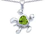 Original Star K™ Large 10mm Heart Shape Simulated Peridot Sea Turtle Pendant