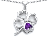 Celtic Love By Kelly™ Large 7mm Heart Shape Genuine Amethyst Lucky Clover Heart Pendant
