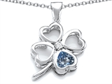 Celtic Love By Kelly™ Large 7mm Heart Shape Simulated Aquamarine Lucky Clover Heart Pendant