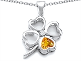 Celtic Love By Kelly™ Large 7mm Heart Shape Genuine Citrine Lucky Clover Heart Pendant