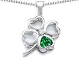 Celtic Love By Kelly™ Large 7mm Heart Shape Simulated Emerald Lucky Clover Heart Pendant