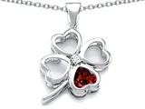 Celtic Love By Kelly™ Large 7mm Heart Shape Genuine Garnet Lucky Clover Heart Pendant