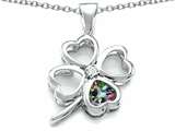 Celtic Love By Kelly™ Large 7mm Heart Shape Rainbow Mystic Topaz Lucky Clover Heart Pendant