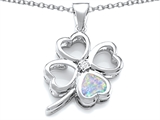 Celtic Love By Kelly™ Large 7mm Heart Shape Created Opal Lucky Clover Heart Pendant