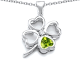 Celtic Love By Kelly™ Large 7mm Heart Shape Genuine Peridot Lucky Clover Heart Pendant