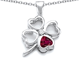 Celtic Love By Kelly™ Large 7mm Heart Shape Created Ruby Lucky Clover Heart Pendant