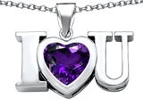 Original Star K™ 8mm Heart Shape Simulated Amethyst I Love You Heart Pendant