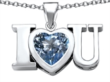Original Star K™ 8mm Heart Shape Simulated Aquamarine I Love You Heart Pendant