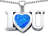 Original Star K™ 8mm Heart Shape Created Blue Opal I Love You Heart Pendant