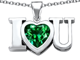 Original Star K™ 8mm Heart Shape Simulated Emerald I Love You Heart Pendant