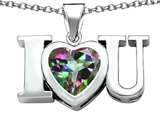 Original Star K™ 8mm Heart Shape Rainbow Mystic Topaz I Love You Heart Pendant
