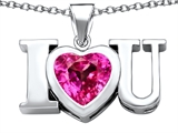 Original Star K™ 8mm Heart Shape Created Pink Sapphire I Love You Heart Pendant