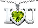 Original Star K™ 8mm Heart Shape Simulated Peridot I Love You Heart Pendant