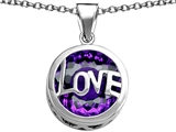 Original Star K™ Large Love Round Pendant with 15mm Round Simulated Amethyst