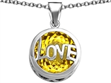 Original Star K™ Large Love Round Pendant with 15mm Round Simulated Citrine