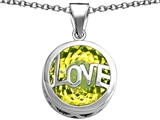 Original Star K™ Large Love Round Pendant with 15mm Round Simulated Peridot