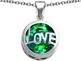 Original Star K™ Large Love Round Pendant with 15mm Round Simulated Emerald