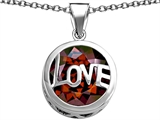 Original Star K™ Large Love Round Pendant with 15mm Round Simulated Garnet