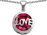 Original Star K™ Large Love Round Pendant with 15mm Round Created Ruby
