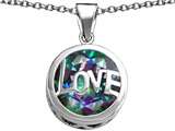 Original Star K™ Large Love Round Pendant with 15mm Round Rainbow Mystic Topaz