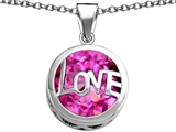 Original Star K™ Large Love Round Pendant with 15mm Round Created Pink Sapphire