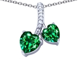 Original Star K™ 8mm and 7mm Heart Shape Simulated Emerald Double Hearts Pendant
