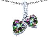 Original Star K™ 8mm and 7mm Heart Shape Rainbow Mystic Topaz Double Hearts Pendant