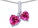 Original Star K™ 8mm and 7mm Heart Shape Created Pink Sapphire Double Hearts Pendant