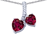 Original Star K™ 8mm and 7mm Heart Shape Created Ruby Double Hearts Pendant