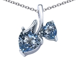 Original Star K™ 8mm and 6mm Heart Shape Simulated Aquamarine Double Hearts Pendant