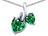 Original Star K™ 8mm and 6mm Heart Shape Simulated Emerald Double Hearts Pendant