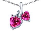 Original Star K™ 8mm and 6mm Heart Shape Created Pink Sapphire Double Hearts Pendant