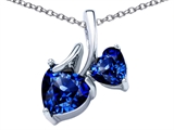 Original Star K™ 8mm and 6mm Heart Shape Created Sapphire Double Hearts Pendant