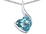 Original Star K™ Large 10mm Heart Shape Simulated Aquamarine Heart Pendant