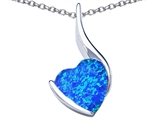 Original Star K™ Large 10mm Heart Shape Created Blue Opal Heart Pendant