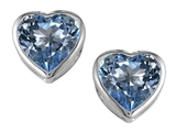 Original Star K™ 7mm Heart Shape Simulated Aquamarine Heart Earring Studs