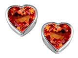 Original Star K™ 7mm Heart Shape Simulated Mexican Orange Fire Opal Heart Earring Studs