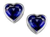 Original Star K™ 7mm Heart Shape Created Sapphire Heart Earring Studs