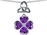 Celtic Love by Kelly™ Lucky Shamrock with Celtic Knot made with Heart 6mm Genuine Amethyst
