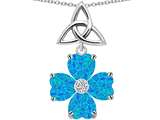 Celtic Love by Kelly™ Lucky Shamrock with Celtic Knot made with Heart 6mm Created Blue Opal