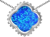 Original Star K™ Large Clover Pendant with 12mm Clover Cut Created Blue Opal