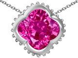 Original Star K™ Large Clover Pendant with 12mm Clover Cut Created Pink Sapphire