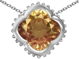 Original Star K™ Large Clover Pendant with 12mm Clover Cut Simulated Imperial Yellow Topaz