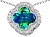 Original Star K™ Large Clover Pendant with 12mm Clover Cut Simulated Emerald