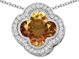 Original Star K™ Large Clover Pendant with 12mm Clover Cut Simulated Imperial Yellow Topaz