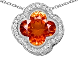 Original Star K™ Large Clover Pendant with 12mm Clover Cut Simulated Mexican Orange Fire Opal