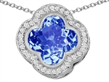 Original Star K™ Large Clover Pendant with 12mm Clover Cut Simulated Aquamarine